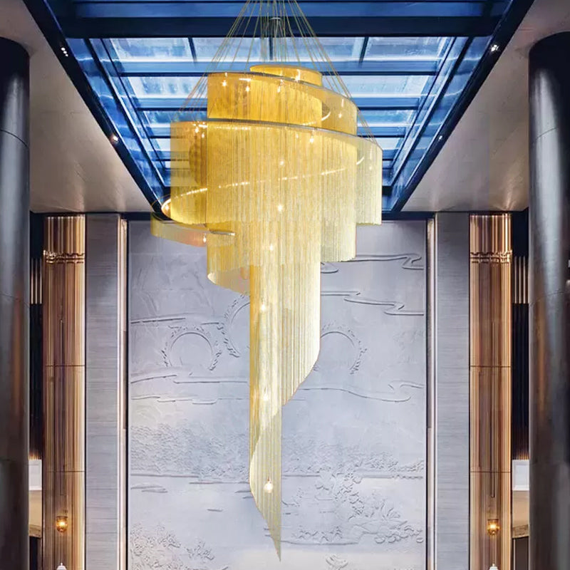 Aluminum Spiral Fountain Chandelier Minimalist LED Hanging Light Fixture for Living Room Bronze Clearhalo 'Ceiling Lights' 'Chandeliers' 'Modern Chandeliers' 'Modern' Lighting' 2024333