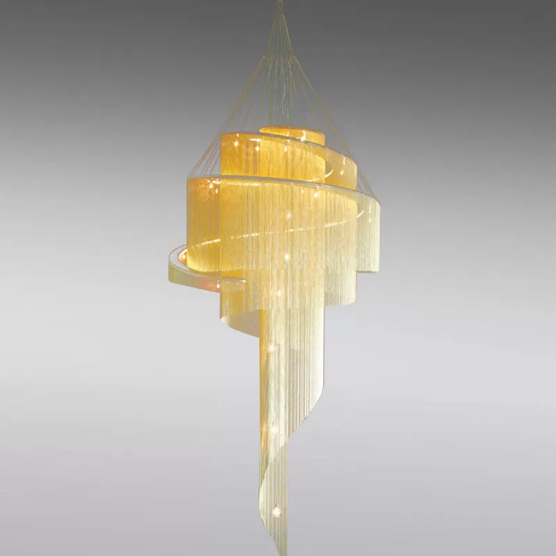 Aluminum Spiral Fountain Chandelier Minimalist LED Hanging Light Fixture for Living Room Clearhalo 'Ceiling Lights' 'Chandeliers' 'Modern Chandeliers' 'Modern' Lighting' 2024335