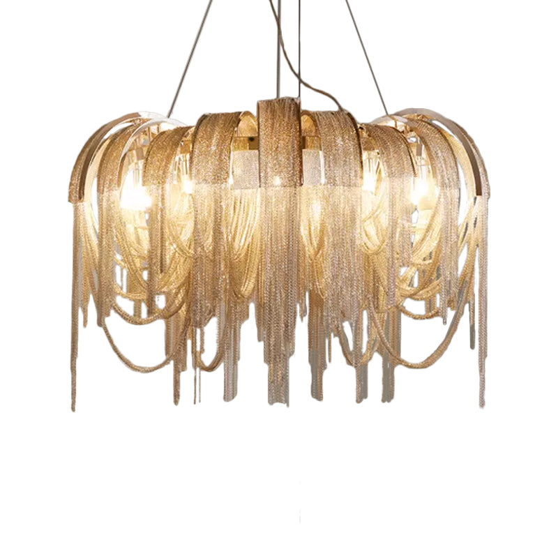 Stream Chandelier Lighting Modern Aluminum Chain LED Suspension Lamp for Dining Room Gold Clearhalo 'Ceiling Lights' 'Chandeliers' 'Modern Chandeliers' 'Modern' Lighting' 2024336