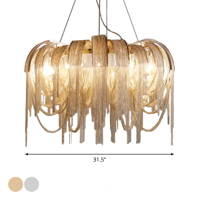 Stream Chandelier Lighting Modern Aluminum Chain LED Suspension Lamp for Dining Room Clearhalo 'Ceiling Lights' 'Chandeliers' 'Modern Chandeliers' 'Modern' Lighting' 2024339