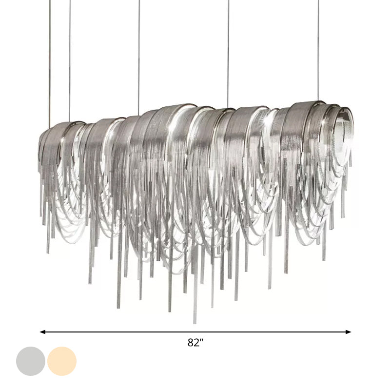 Chainmail Chandelier Lamp Contemporary LED Aluminum Suspension Pendant Light for Living Room Clearhalo 'Ceiling Lights' 'Chandeliers' 'Modern Chandeliers' 'Modern' Lighting' 2024349