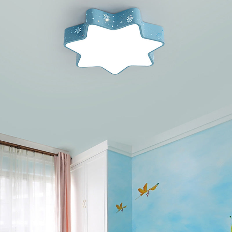 Macaron 15"/19"/23" W Star Ceiling Mounted Fixture Acrylic LED Flush Light in Pink/Blue for Kid Bedroom, Warm/White/2 Color Light Blue Clearhalo 'Ceiling Lights' 'Close To Ceiling Lights' 'Close to ceiling' 'Flush mount' Lighting' 202435