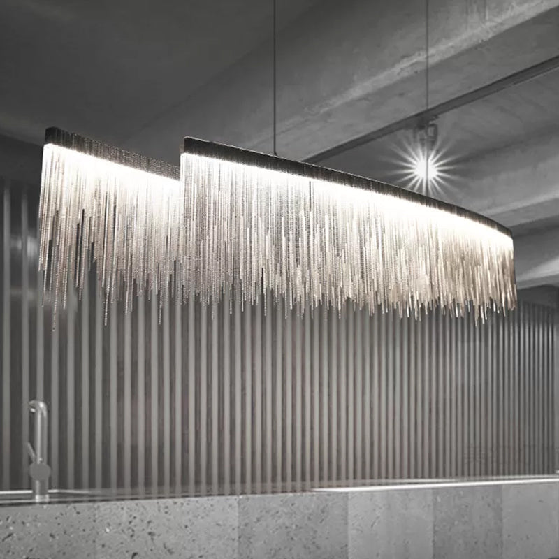 Modernism LED Ceiling Chandelier Linear Drop Pendant with Aluminum Shade for Living Room Clearhalo 'Ceiling Lights' 'Chandeliers' 'Modern Chandeliers' 'Modern' Lighting' 2024354