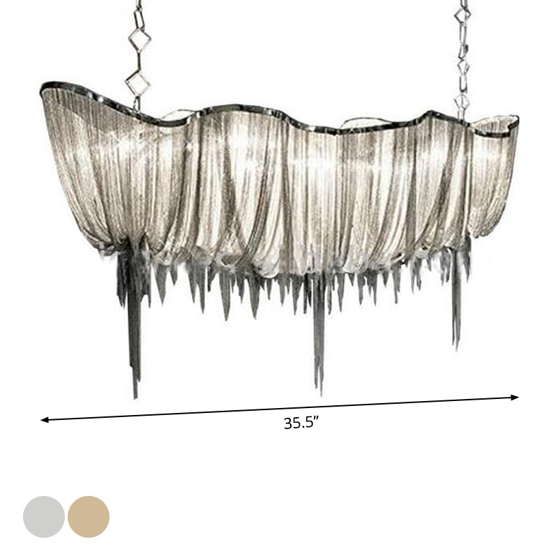 Minimal Draped Chains Drop Lamp Aluminum Dining Room LED Chandelier Light Fixture Clearhalo 'Ceiling Lights' 'Chandeliers' 'Modern Chandeliers' 'Modern' Lighting' 2024370