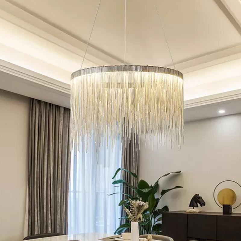 Circular Pendant Chandelier Minimalist Aluminum Living Room LED Hanging Ceiling Light Clearhalo 'Ceiling Lights' 'Chandeliers' 'Modern Chandeliers' 'Modern' Lighting' 2024386