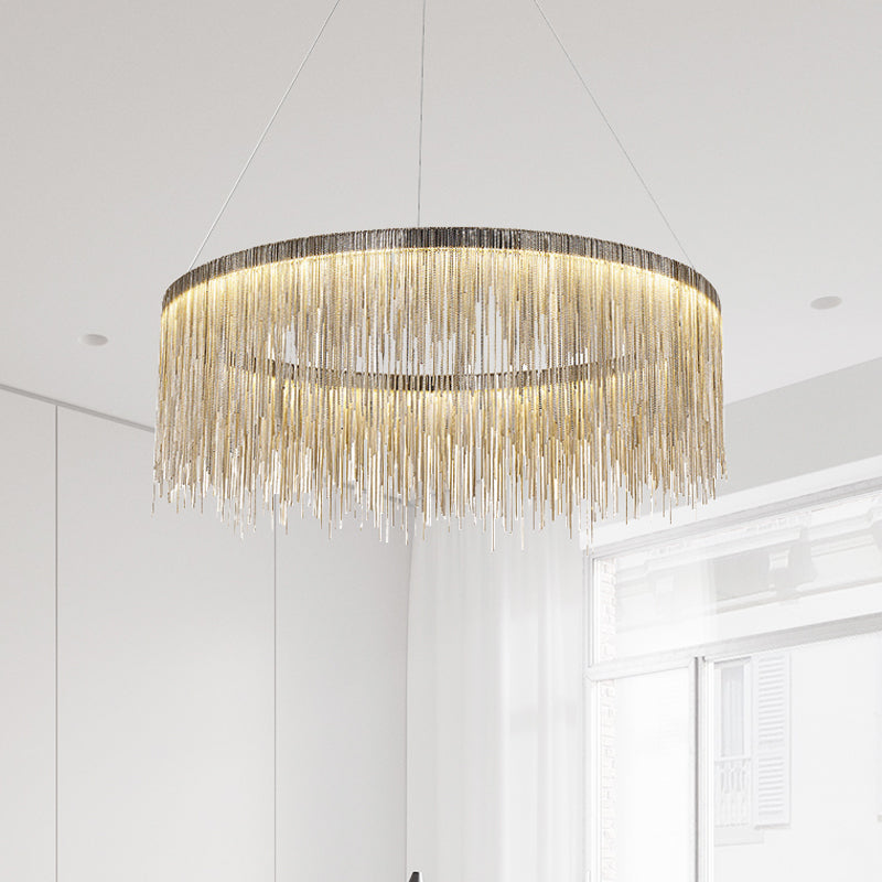 Circular Pendant Chandelier Minimalist Aluminum Living Room LED Hanging Ceiling Light Clearhalo 'Ceiling Lights' 'Chandeliers' 'Modern Chandeliers' 'Modern' Lighting' 2024391