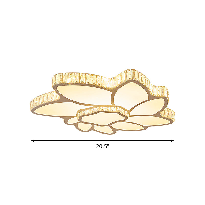 Living Room Clear Crystal LED Flush Light Minimalist Ceiling Lighting with Flower Acrylic Shade Clearhalo 'Ceiling Lights' 'Close To Ceiling Lights' 'Close to ceiling' 'Flush mount' Lighting' 2024397