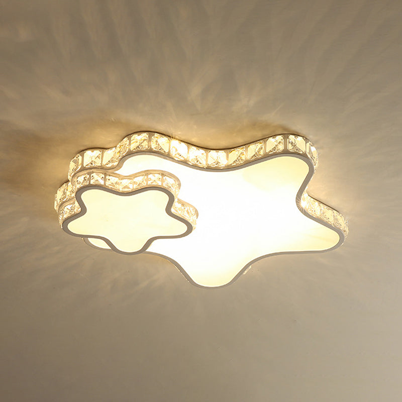 Geometry Acrylic Flush Mount Lamp Modern LED Ceiling Fixture with Clear Crystal Edge for Bedroom Clearhalo 'Ceiling Lights' 'Close To Ceiling Lights' 'Close to ceiling' 'Flush mount' Lighting' 2024412