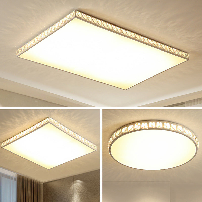 LED Bedroom Flush Mount Fixture Simplicity White Crystal Ceiling Lamp with Geometry Acrylic Shade Clearhalo 'Ceiling Lights' 'Close To Ceiling Lights' 'Close to ceiling' 'Flush mount' Lighting' 2024437