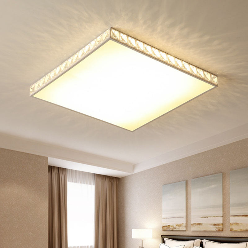 LED Bedroom Flush Mount Fixture Simplicity White Crystal Ceiling Lamp with Geometry Acrylic Shade Clearhalo 'Ceiling Lights' 'Close To Ceiling Lights' 'Close to ceiling' 'Flush mount' Lighting' 2024438