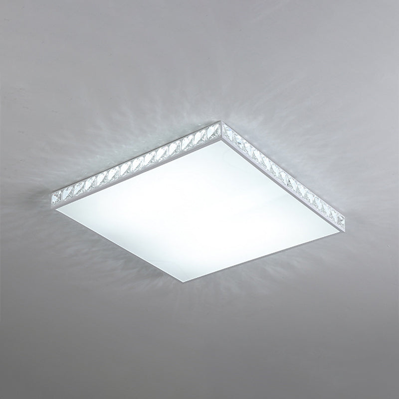 LED Bedroom Flush Mount Fixture Simplicity White Crystal Ceiling Lamp with Geometry Acrylic Shade Clearhalo 'Ceiling Lights' 'Close To Ceiling Lights' 'Close to ceiling' 'Flush mount' Lighting' 2024440