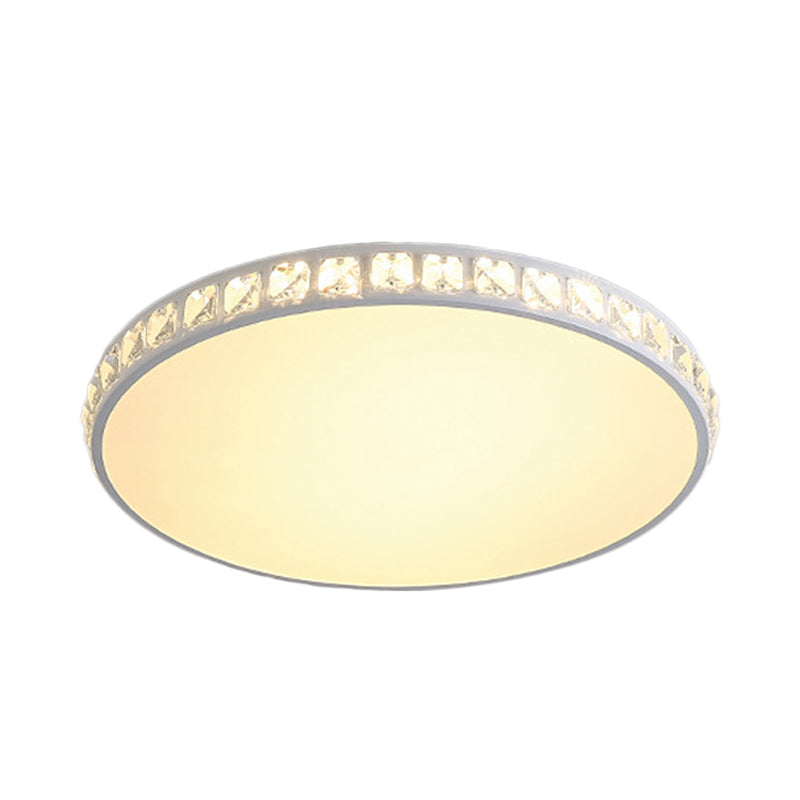 LED Bedroom Flush Mount Fixture Simplicity White Crystal Ceiling Lamp with Geometry Acrylic Shade Clearhalo 'Ceiling Lights' 'Close To Ceiling Lights' 'Close to ceiling' 'Flush mount' Lighting' 2024445