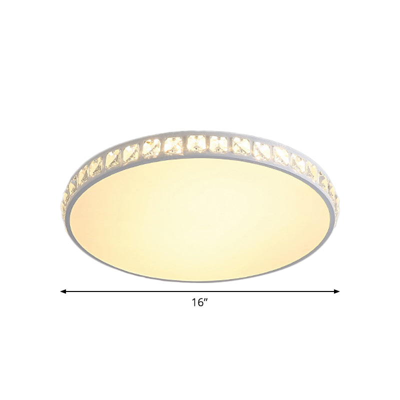 LED Bedroom Flush Mount Fixture Simplicity White Crystal Ceiling Lamp with Geometry Acrylic Shade Clearhalo 'Ceiling Lights' 'Close To Ceiling Lights' 'Close to ceiling' 'Flush mount' Lighting' 2024447