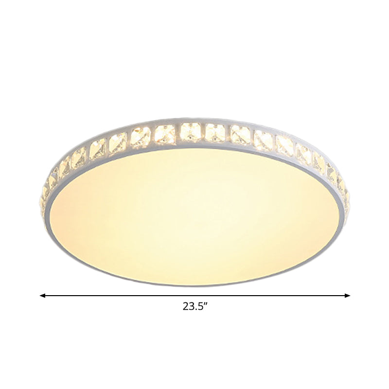 LED Bedroom Flush Mount Fixture Simplicity White Crystal Ceiling Lamp with Geometry Acrylic Shade Clearhalo 'Ceiling Lights' 'Close To Ceiling Lights' 'Close to ceiling' 'Flush mount' Lighting' 2024449