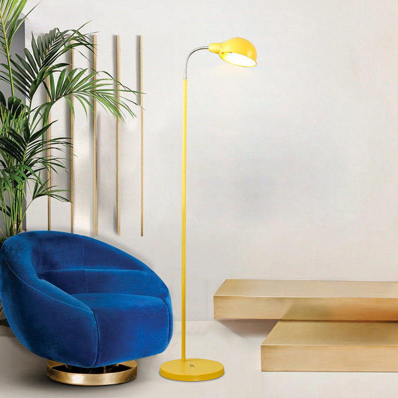 Metal Dome Shade Floor Lamp Contemporary 1-Head Standing Light with Flexible Gooseneck Arm Yellow Clearhalo 'Floor Lamps' 'Lamps' Lighting' 2024481