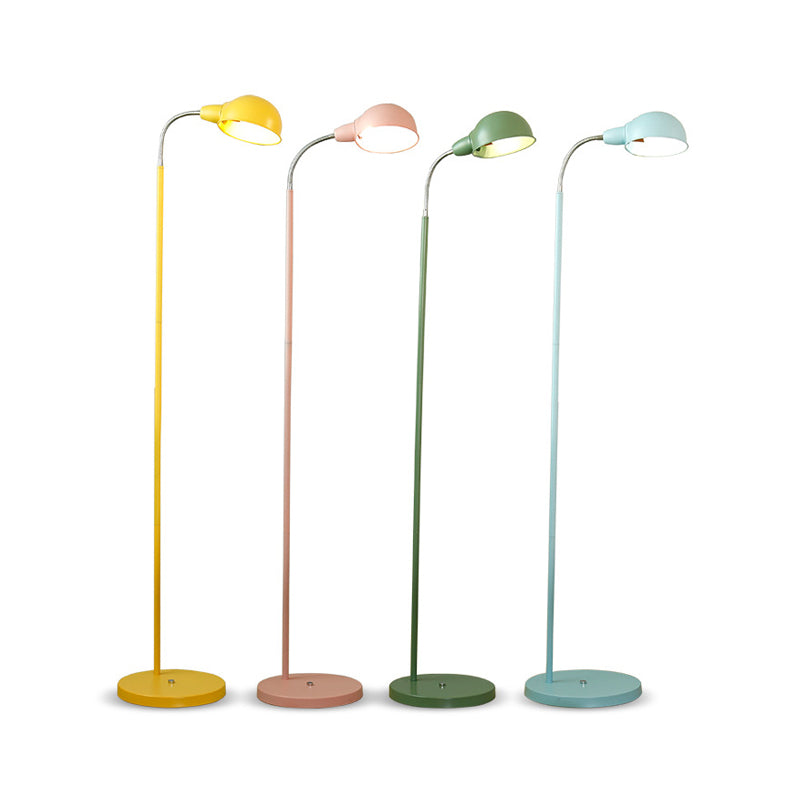 Metal Dome Shade Floor Lamp Contemporary 1-Head Standing Light with Flexible Gooseneck Arm Clearhalo 'Floor Lamps' 'Lamps' Lighting' 2024484