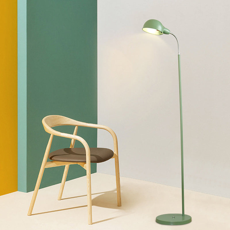 Metal Dome Shade Floor Lamp Contemporary 1-Head Standing Light with Flexible Gooseneck Arm Green Clearhalo 'Floor Lamps' 'Lamps' Lighting' 2024486