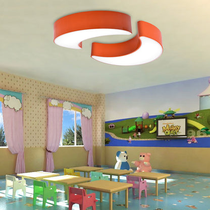 16"/23.5" Dia Moon Shade Ceiling Mount Light Modern Stylish Acrylic LED Flush Light in White/Orange for Kindergarten Orange Clearhalo 'Ceiling Lights' 'Close To Ceiling Lights' 'Close to ceiling' 'Flush mount' Lighting' 202449