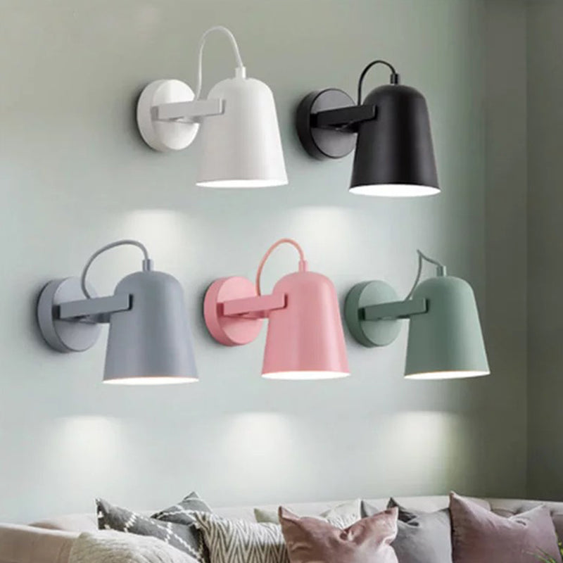 Nordic 1-Light Wall Sconce Bell Rotatable Wall Mount Light Fixture with Iron Shade for Living Room Clearhalo 'Cast Iron' 'Glass' 'Industrial' 'Modern wall lights' 'Modern' 'Tiffany' 'Traditional wall lights' 'Wall Lamps & Sconces' 'Wall Lights' Lighting' 2024513