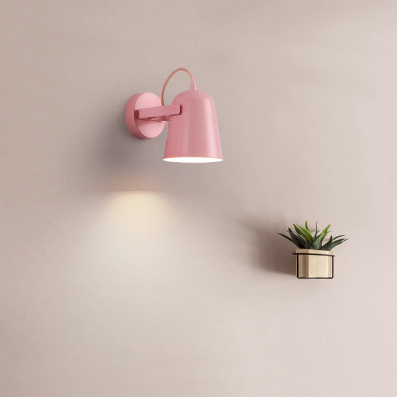 Nordic 1-Light Wall Sconce Bell Rotatable Wall Mount Light Fixture with Iron Shade for Living Room Pink Clearhalo 'Cast Iron' 'Glass' 'Industrial' 'Modern wall lights' 'Modern' 'Tiffany' 'Traditional wall lights' 'Wall Lamps & Sconces' 'Wall Lights' Lighting' 2024516