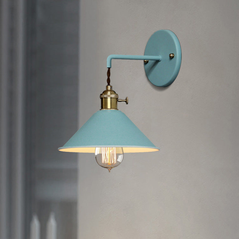 Tapered Wall Light Fixture Simplicity Metal 1 Light Wall Mount Lighting for Living Room Blue Clearhalo 'Cast Iron' 'Glass' 'Industrial' 'Modern wall lights' 'Modern' 'Tiffany' 'Traditional wall lights' 'Wall Lamps & Sconces' 'Wall Lights' Lighting' 2024524
