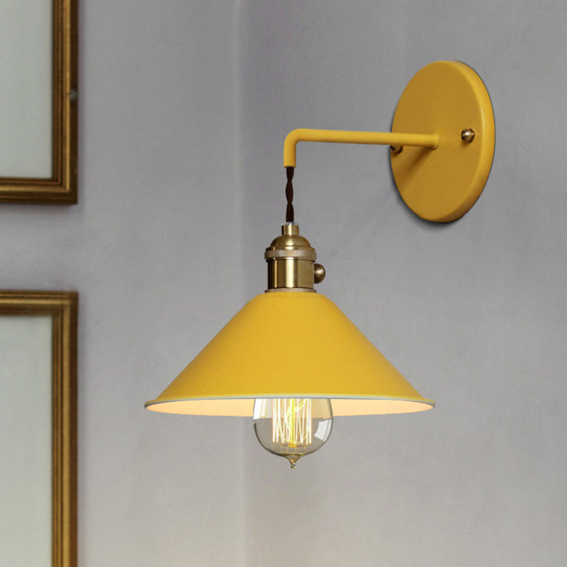 Tapered Wall Light Fixture Simplicity Metal 1 Light Wall Mount Lighting for Living Room Yellow Clearhalo 'Cast Iron' 'Glass' 'Industrial' 'Modern wall lights' 'Modern' 'Tiffany' 'Traditional wall lights' 'Wall Lamps & Sconces' 'Wall Lights' Lighting' 2024526