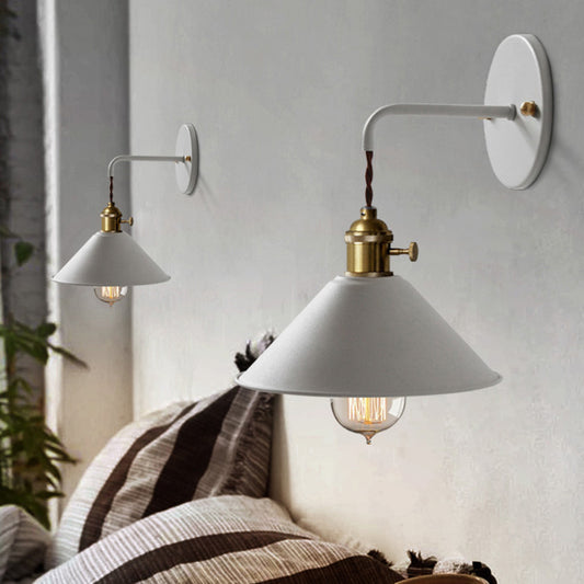 Tapered Wall Light Fixture Simplicity Metal 1 Light Wall Mount Lighting for Living Room White Clearhalo 'Cast Iron' 'Glass' 'Industrial' 'Modern wall lights' 'Modern' 'Tiffany' 'Traditional wall lights' 'Wall Lamps & Sconces' 'Wall Lights' Lighting' 2024528