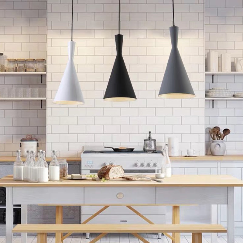 Simple 3 Bulbs Multi Ceiling Light Black Funnel Pendant Lamp with Metal Shade for Dining Room Clearhalo 'Ceiling Lights' 'Modern Pendants' 'Modern' 'Pendant Lights' 'Pendants' Lighting' 2024559