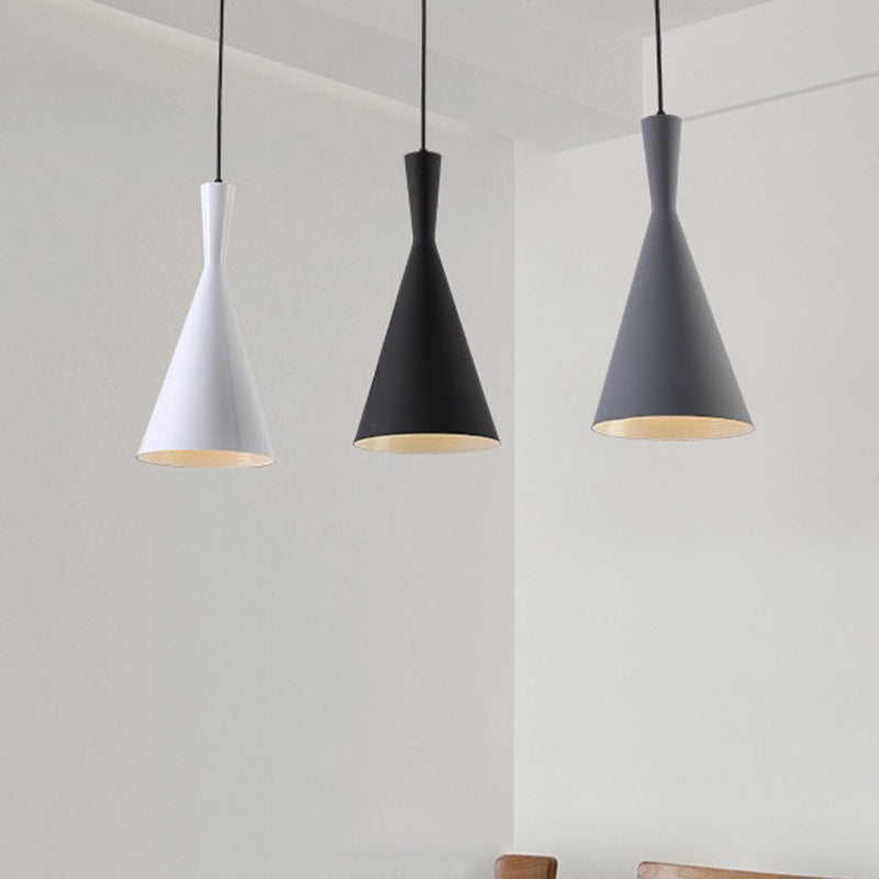 Simple 3 Bulbs Multi Ceiling Light Black Funnel Pendant Lamp with Metal Shade for Dining Room Clearhalo 'Ceiling Lights' 'Modern Pendants' 'Modern' 'Pendant Lights' 'Pendants' Lighting' 2024560
