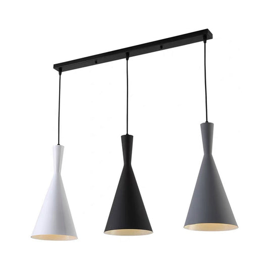 Simple 3 Bulbs Multi Ceiling Light Black Funnel Pendant Lamp with Metal Shade for Dining Room Clearhalo 'Ceiling Lights' 'Modern Pendants' 'Modern' 'Pendant Lights' 'Pendants' Lighting' 2024561