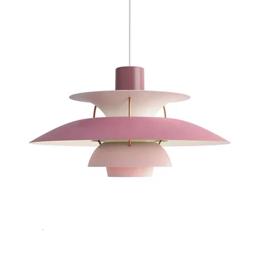 Metal Tiered Pendulum Light Simplicity 1 Head Ceiling Suspension Lamp for Dining Room Pink Clearhalo 'Ceiling Lights' 'Modern Pendants' 'Modern' 'Pendant Lights' 'Pendants' Lighting' 2024583