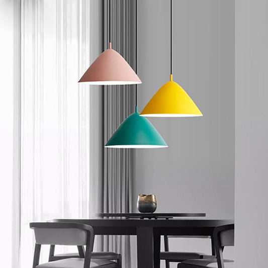 Tapered Pendant Lighting Fixture Modernist 1 Bulb Metallic Hanging Light Kit for Dining Room Clearhalo 'Ceiling Lights' 'Modern Pendants' 'Modern' 'Pendant Lights' 'Pendants' Lighting' 2024590
