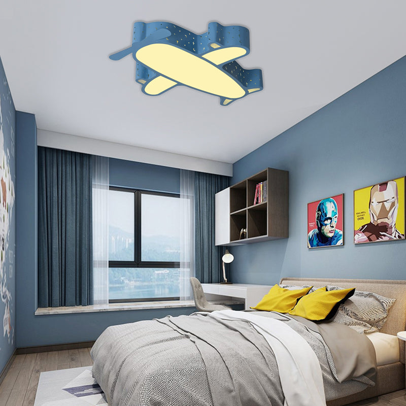 Plane Kid Bedroom Ceiling Light Acrylic Cartoon Flush Mount Ceiling Fixture in Blue Clearhalo 'Ceiling Lights' 'Close To Ceiling Lights' 'Close to ceiling' 'Flush mount' Lighting' 202460