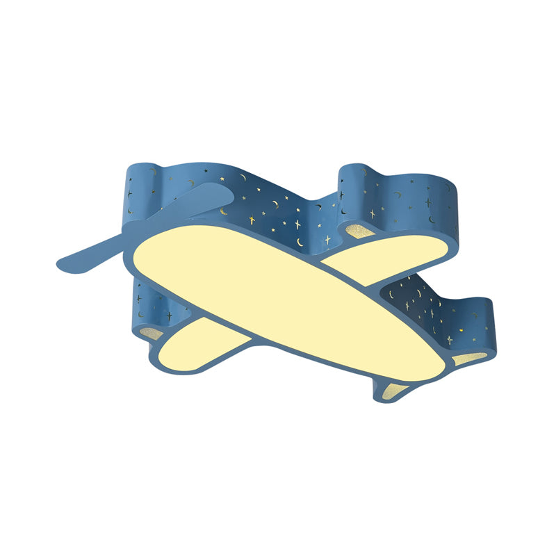 Plane Kid Bedroom Ceiling Light Acrylic Cartoon Flush Mount Ceiling Fixture in Blue Clearhalo 'Ceiling Lights' 'Close To Ceiling Lights' 'Close to ceiling' 'Flush mount' Lighting' 202461