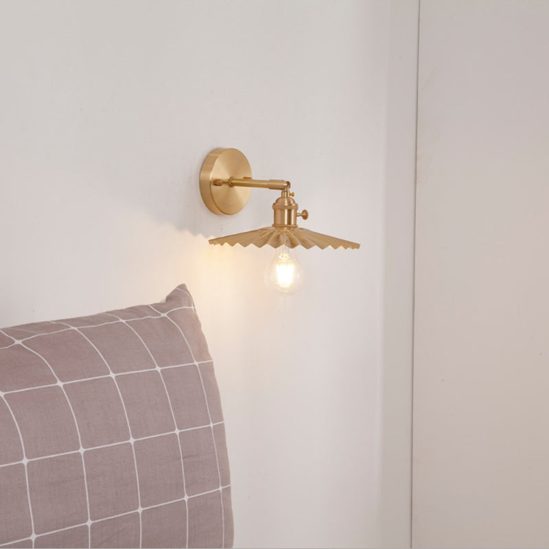 1 Light Cone Wall Lighting Ideas Industrial Brass Metal Wall Mounted Lamp for Bedside Brass D Clearhalo 'Art deco wall lights' 'Cast Iron' 'Glass' 'Industrial wall lights' 'Industrial' 'Middle century wall lights' 'Modern' 'Rustic wall lights' 'Tiffany' 'Traditional wall lights' 'Wall Lamps & Sconces' 'Wall Lights' Lighting' 2024647
