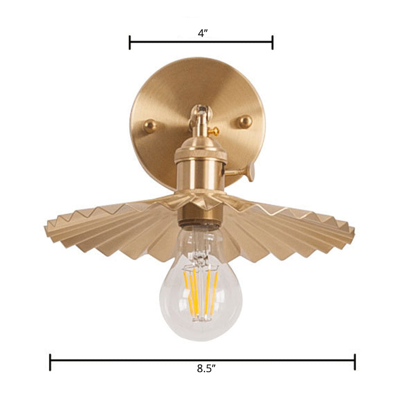 1 Light Cone Wall Lighting Ideas Industrial Brass Metal Wall Mounted Lamp for Bedside Clearhalo 'Art deco wall lights' 'Cast Iron' 'Glass' 'Industrial wall lights' 'Industrial' 'Middle century wall lights' 'Modern' 'Rustic wall lights' 'Tiffany' 'Traditional wall lights' 'Wall Lamps & Sconces' 'Wall Lights' Lighting' 2024649