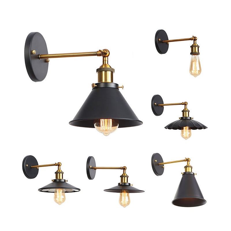 Metal Straight Arm Wall Lighting Fixture Factory 1 Bulb Dining Room Wall Mounted Light in Black and Brass Clearhalo 'Art deco wall lights' 'Cast Iron' 'Glass' 'Industrial wall lights' 'Industrial' 'Middle century wall lights' 'Modern' 'Rustic wall lights' 'Tiffany' 'Traditional wall lights' 'Wall Lamps & Sconces' 'Wall Lights' Lighting' 2024664