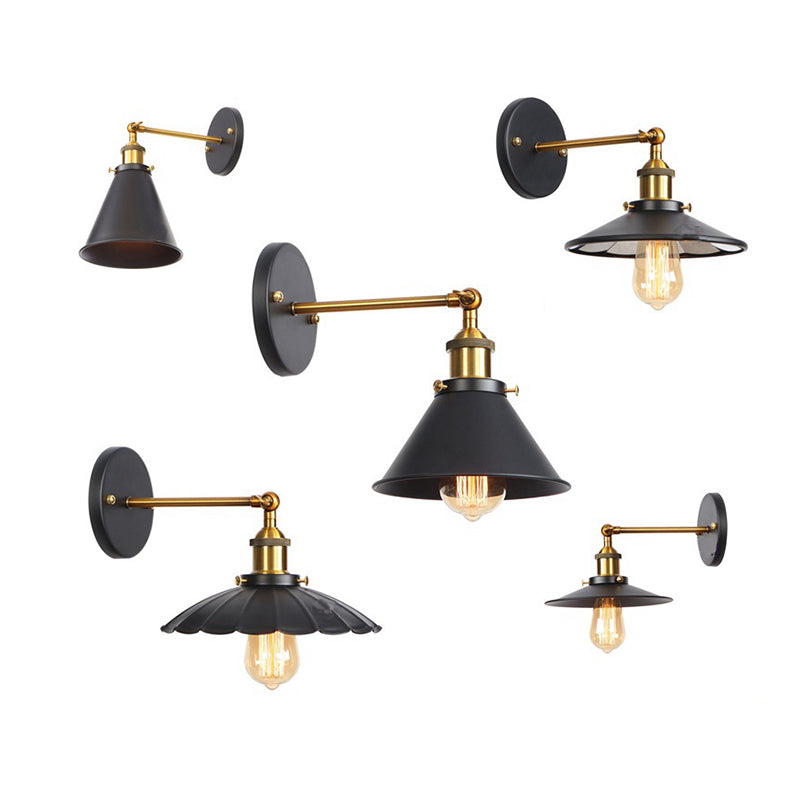 Metal Straight Arm Wall Lighting Fixture Factory 1 Bulb Dining Room Wall Mounted Light in Black and Brass Clearhalo 'Art deco wall lights' 'Cast Iron' 'Glass' 'Industrial wall lights' 'Industrial' 'Middle century wall lights' 'Modern' 'Rustic wall lights' 'Tiffany' 'Traditional wall lights' 'Wall Lamps & Sconces' 'Wall Lights' Lighting' 2024665