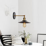 Metal Straight Arm Wall Lighting Fixture Factory 1 Bulb Dining Room Wall Mounted Light in Black and Brass Black C Clearhalo 'Art deco wall lights' 'Cast Iron' 'Glass' 'Industrial wall lights' 'Industrial' 'Middle century wall lights' 'Modern' 'Rustic wall lights' 'Tiffany' 'Traditional wall lights' 'Wall Lamps & Sconces' 'Wall Lights' Lighting' 2024670