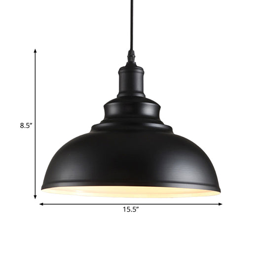 Black Bowl Suspension Light Fixture Industrial Style Metal 1-Bulb Dining Room Hanging Lamp Kit Clearhalo 'Art Deco Pendants' 'Black' 'Cast Iron' 'Ceiling Lights' 'Ceramic' 'Crystal' 'Industrial Pendants' 'Industrial' 'Metal' 'Middle Century Pendants' 'Pendant Lights' 'Pendants' 'Rustic Pendants' 'Tiffany' Lighting' 2024694
