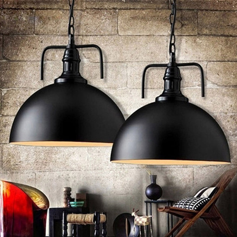 Warehouse Dome Hanging Light Kit 1-Light Metallic Suspension Lamp with Swivel Joint Black Clearhalo 'Art Deco Pendants' 'Black' 'Cast Iron' 'Ceiling Lights' 'Ceramic' 'Crystal' 'Industrial Pendants' 'Industrial' 'Metal' 'Middle Century Pendants' 'Pendant Lights' 'Pendants' 'Rustic Pendants' 'Tiffany' Lighting' 2024713