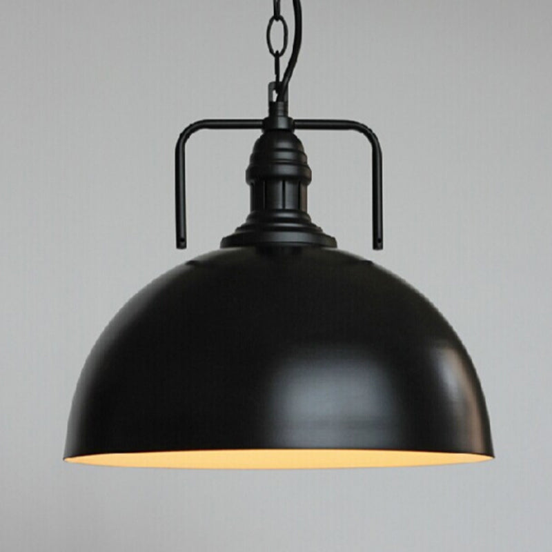 Warehouse Dome Hanging Light Kit 1-Light Metallic Suspension Lamp with Swivel Joint Clearhalo 'Art Deco Pendants' 'Black' 'Cast Iron' 'Ceiling Lights' 'Ceramic' 'Crystal' 'Industrial Pendants' 'Industrial' 'Metal' 'Middle Century Pendants' 'Pendant Lights' 'Pendants' 'Rustic Pendants' 'Tiffany' Lighting' 2024716