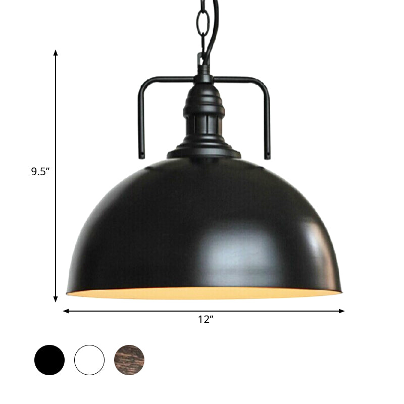 Warehouse Dome Hanging Light Kit 1-Light Metallic Suspension Lamp with Swivel Joint Clearhalo 'Art Deco Pendants' 'Black' 'Cast Iron' 'Ceiling Lights' 'Ceramic' 'Crystal' 'Industrial Pendants' 'Industrial' 'Metal' 'Middle Century Pendants' 'Pendant Lights' 'Pendants' 'Rustic Pendants' 'Tiffany' Lighting' 2024717