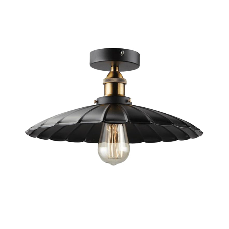 Black Tapered Semi Mount Lighting Factory Iron 1-Head Dining Room Close to Ceiling Light Clearhalo 'Ceiling Lights' 'Close To Ceiling Lights' 'Close to ceiling' 'Semi-flushmount' Lighting' 2024799