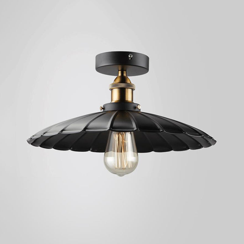Black Tapered Semi Mount Lighting Factory Iron 1-Head Dining Room Close to Ceiling Light Clearhalo 'Ceiling Lights' 'Close To Ceiling Lights' 'Close to ceiling' 'Semi-flushmount' Lighting' 2024800