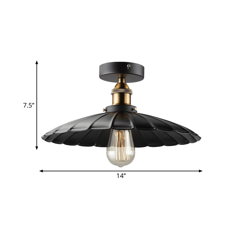 Black Tapered Semi Mount Lighting Factory Iron 1-Head Dining Room Close to Ceiling Light Clearhalo 'Ceiling Lights' 'Close To Ceiling Lights' 'Close to ceiling' 'Semi-flushmount' Lighting' 2024801