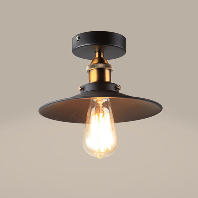 Black Tapered Semi Mount Lighting Factory Iron 1-Head Dining Room Close to Ceiling Light Clearhalo 'Ceiling Lights' 'Close To Ceiling Lights' 'Close to ceiling' 'Semi-flushmount' Lighting' 2024804