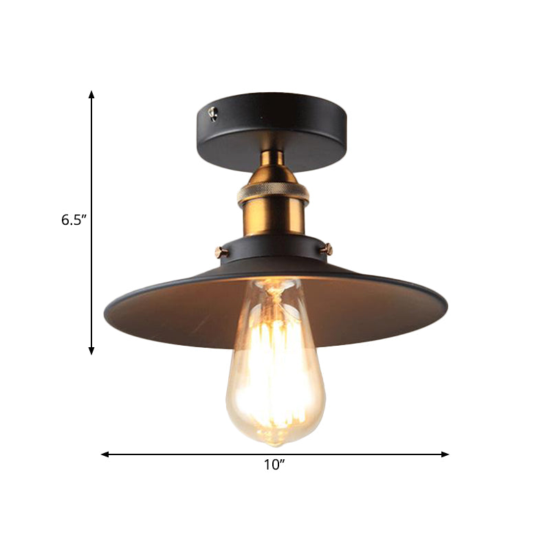 Black Tapered Semi Mount Lighting Factory Iron 1-Head Dining Room Close to Ceiling Light Clearhalo 'Ceiling Lights' 'Close To Ceiling Lights' 'Close to ceiling' 'Semi-flushmount' Lighting' 2024805