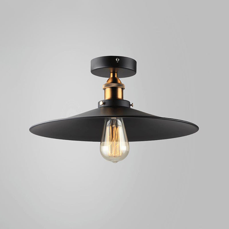 Black Tapered Semi Mount Lighting Factory Iron 1-Head Dining Room Close to Ceiling Light Clearhalo 'Ceiling Lights' 'Close To Ceiling Lights' 'Close to ceiling' 'Semi-flushmount' Lighting' 2024807