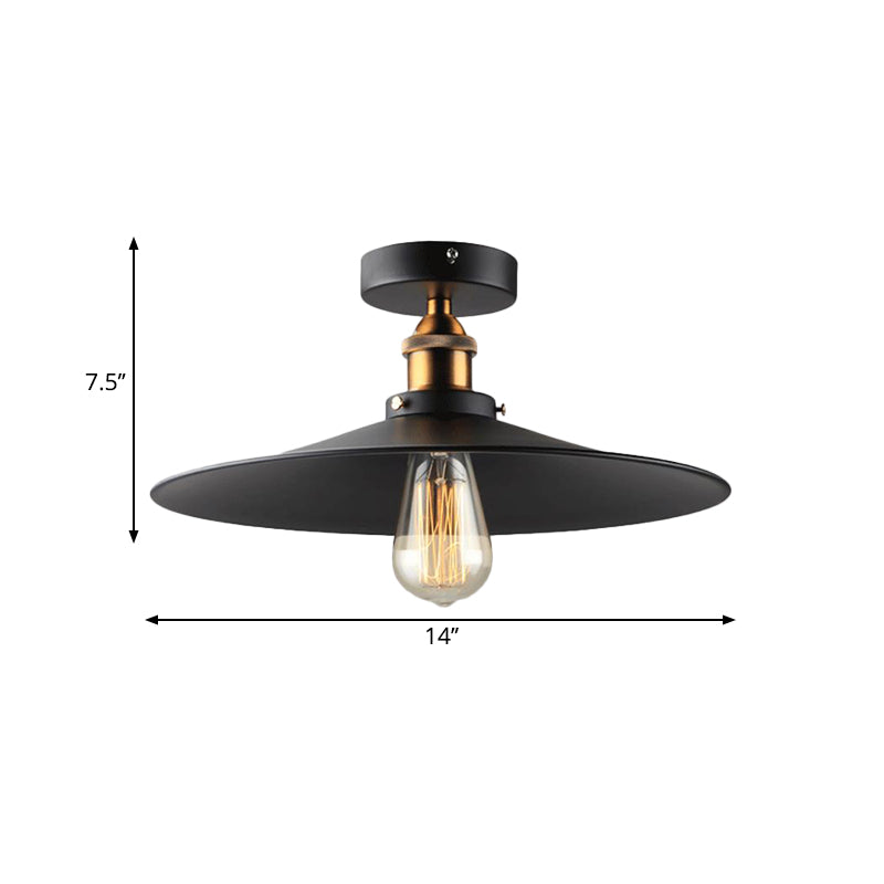 Black Tapered Semi Mount Lighting Factory Iron 1-Head Dining Room Close to Ceiling Light Clearhalo 'Ceiling Lights' 'Close To Ceiling Lights' 'Close to ceiling' 'Semi-flushmount' Lighting' 2024808